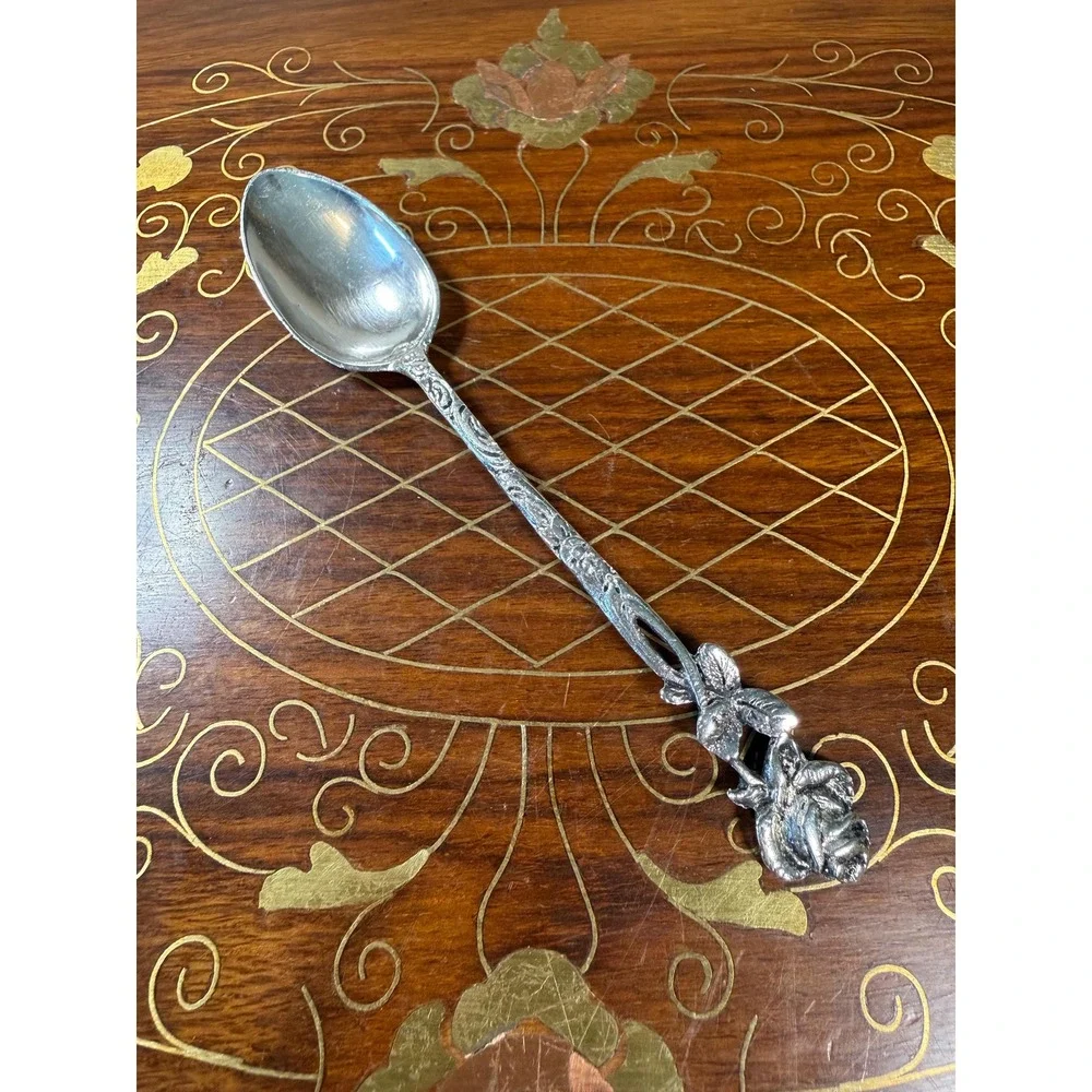 Vintage 800 Silver Hildesheimer Rose Spoon • German Floral Tea Spoon